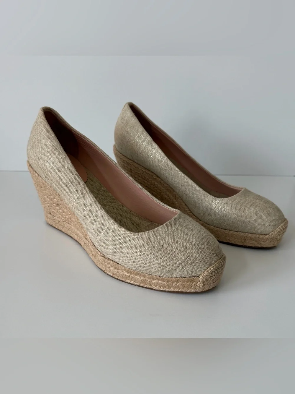 J.Crew Seville Espadrille Wedges in Natural Linen, Size 8